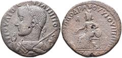 Roman Provincial PHRYGIA. Cotiaeum. Philip I, 244-249. Diassarion (Bronze, 27 mm, 10.35 g, 12 h), Ioul. Quadratos II, first archon, of equestrian rank. Μ ΙΟΥΛΙΟϹ ΦΙΛΙΠΠΟϹ ΑΥ Laureate, draped and cuira