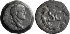 Roman Provincial SYRIA, Seleucis and Pieria. Antioch. Galba, 68-69. 'Semis' (Bronze, 23 mm, 9.23 g, 11 h). [IMP SER GALBA] CAE AVG Laureate head of Galba to right. Rev. Large S C within laurel wreath.