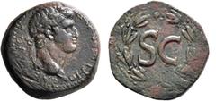 Roman Provincial SYRIA, Seleucis and Pieria. Antioch. Otho, 69. 'Semis' (Bronze, 23 mm, 8.49 g, 12 h). [IMP] M OTHO CAE AVG Laureate head of Otho to right. Rev. Large SC within laurel wreath. McAlee 3