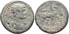 The Collection of E. ten Brink: Hadrian LYDIA. Mostene. Hadrian, 117-138. Tetrassarion (Bronze, 30 mm, 15.74 g, 6 h). ΑΥ ΚΑΙ ΤΡΑΙΑΝ ΑΔΡΙΑΝΟ[Ϲ ϹЄ Γ Δ Π] Laureate and cuirassed bust of Hadrian to right.