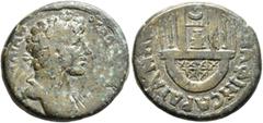 The Collection of E. ten Brink: Hadrian LYDIA. Sardis. Hadrian, 117-138. Diassarion (Orichalcum, 25 mm, 10.39 g, 12 h). [ΑΥ ΚΑΙ Τ]ΡΑΙΑΝΟϹ ΑΔ[ΡΙΑΝΟϹ] Laureate head of Hadrian to right, with slight drap