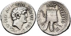 Roman Republican & Imperatorial Mark Antony, 44-30 BC. Denarius (Silver, 20 mm, 3.67 g, 11 h), Antiochia on the Orontes or a military mint travelling with Canidius Crassus in Armenia, 37 BC. ANTONIVS•