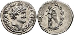 Roman Republican & Imperatorial Mark Antony, 44-30 BC. Denarius (Silver, 19 mm, 3.91 g, 12 h), D. Turillius, moneyer, military mint moving with Antony (Actium?), summer 31. M•ANTONIVS•AVG•IMP•IIII•COS