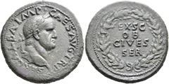 Roman Imperial Galba, 68-69. Sestertius (Orichalcum, 35 mm, 27.05 g, 6 h), Rome, June-August 68. SER GALBA•IMP•CAES•AVG TR P Laureate head of Galba to right. Rev. EX SC / OB / CIVES / SER within oak w