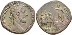Roman Imperial Commodus, 177-192. Sestertius (Orichalcum, 30 mm, 26.54 g, 1 h), Rome, 186. M COMMODVS ANT P FELIX AVG BRIT Laureate head of Commodus to right. Rev. P M TR P XII IMP VII COS V P P / S -