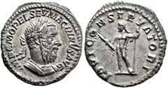 Roman Imperial Macrinus, 217-218. Denarius (Silver, 19 mm, 3.42 g, 12 h), Rome, summer 217-early 218. IMP C M OPEL SEV MACRINVS AVG Laureate and cuirassed bust of Macrinus to right. Rev. IOVI CONSERVA