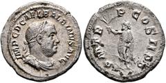 Roman Imperial Balbinus, 238. Denarius (Silver, 21 mm, 3.12 g, 12 h), Rome, circa April-June 238. IMP C D CAEL BALBINVS AVG Laureate, draped and cuirassed bust of Balbinus to right. Rev. P M TR P COS 