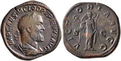 Roman Imperial Pupienus, 238. Sestertius (Orichalcum, 32 mm, 23.83 g, 12 h), Rome, circa April-June 238. IMP CAES M CLOD PVPIENVS AVG Laureate, draped and cuirassed bust of Pupienus to right, seen fro