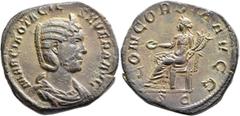 Roman Imperial Otacilia Severa, Augusta, 244-249. Sestertius (Orichalcum, 29 mm, 16.26 g, 12 h), Rome. ARCIA OTACIL SEVERA AVG Diademed and draped bust of Otacilia Severa to right. Rev. CONCORDIA AVGG