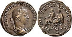 Roman Imperial Philip II, 247-249. Sestertius (Orichalcum, 29 mm, 17.23 g, 12 h), Rome, 249. IMP M IVL PHILIPPVS AVG Laureate, draped and cuirassed bust of Philip II to right. Rev. LIBERALITAS AVGG II