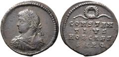 Roman Imperial Constantius II, as Caesar, 324-337. Follis (Bronze, 19 mm, 2.08 g, 12 h), Rome, late 328-early 329. Laureate, draped and cuirassed bust of Constantius II to left. Rev. CONSTAN/TI•VS / N