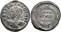 The Ramskold Collection, Part II Crispus, Caesar, 316-326. Follis (Bronze, 20 mm, 3.22 g, 6 h), Rome, circa 320. CRISPVS NOB CAES Laureate and cuirassed bust of Crispus to left, seen from behind, hold