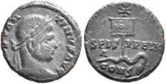 The Ramskold Collection, Part II Constantine I, 307/310-337. Follis (Bronze, 14 mm, 1.20 g, 8 h), a contemporary imitation of an issue from Constantinopolis, irregular mint, after 327. [CON]STAN-TINVS