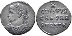 The Ramskold Collection, Part II Crispus, Caesar, 316-326. Follis (Bronze, 18 mm, 2.46 g, 12 h), Antiochia, July 325 (?). Laureate, draped and cuirassed bust of Crispus to left. Rev. CRISPVS / CAE•SAR