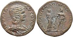 The Plankenhorn Collection: Mysia MYSIA. Hadrianaea. Julia Domna, Augusta, 193-217. Tetrassarion (Bronze, 29 mm, 14.49 g, 1 h), Klaudios Kapitonos, magistrate. IOYΛIA AYΓOYCTA Draped bust of Julia Dom