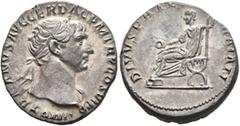 Roman Imperial Trajan, 98-117. Denarius (Silver, 18 mm, 3.26 g, 7 h), Rome, 112-113. IMP TRAIANVS AVG GER DAC P M TR P COS VI P P Laureate head of Trajan to right, with slight drapery on his left shou