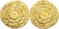 Early Medieval & Islamic ISLAMIC, Fatimids. al-Mu'izz li-Din Allah, AH 341-365 / AD 953-975. Dinar (Gold, 22 mm, 3.93 g), Bull’s-eye type, al-Mansuriya, AH 347 = 958/9. Three concentric circles of ins