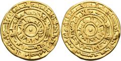 Early Medieval & Islamic ISLAMIC, Fatimids. al-Mu'izz li-Din Allah, AH 341-365 / AD 953-975. Dinar (Gold, 21 mm, 4.00 g), Bull’s-eye type, Misr, AH 365 = 975. Three concentric circles of inscription a