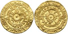 Early Medieval & Islamic ISLAMIC, Fatimids. al-Mu'izz li-Din Allah, AH 341-365 / AD 953-975. Dinar (Gold, 22 mm, 4.19 g), Bull’s-eye type, Misr, AH 365 = 975. Three concentric circles of inscription a