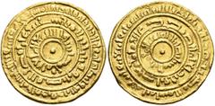 Early Medieval & Islamic ISLAMIC, Fatimids. al-Mustansir billah, AH 427-487 / AD 1036-1094. Dinar (Gold, 21 mm, 3.89 g), third standard type (bull’s-eye type), Tarabulus (Tripoli), AH 448 = 1056/7. Th