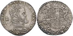 World ITALY. Napoli (Regno). Filippo II di Spagna, 1554-1598. 1/2 Ducato (Silver, 32 mm, 15.00 g, 7 h). PHILIP R ANG FRA NEAP PR HIS Cuirassed bust of Philipp II to right, IBR behind his neck. Rev. PO