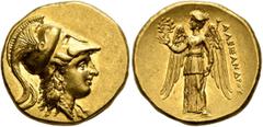 Greek KINGS OF MACEDON. Alexander III ‘the Great’, 336-323 BC. Stater (Gold, 19 mm, 8.55 g, 12 h), Memphis, struck under Ptolemy I, as satrap, circa 323/2-317/1. Head of Athena to right, wearing crest