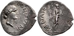 Roman Imperial Civil Wars, 68-69. Forces of Galba in Spain. Anonymous, 3 April-2nd half of June 68. Denarius (Silver, 18 mm, 3.34 g, 5 h), uncertain mint in Spain. Group VI. BON•EVENT Diademed and dra