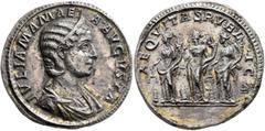 Roman Imperial Julia Mamaea, Augusta, 222-235. Medallion (Gilt Silver, 31 mm, 21.94 g, 1 h), Rome, 228. IVLIA MAMAEA•AVGVSTA Diademed and draped bust of Julia Mamaea to right. Rev. AEQVITAS PVBLICA Th