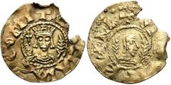 The Dr. S. Coffman Collection of Axumite Coins Gersem, circa 580s. Chrysos (Electrum, 17 mm, 1.21 g, 9 h). ✠BACIΛI AξⲰΜΙ Draped bust of Gersem facing, wearing crown surmounted by cross and decorated w