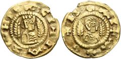 The Dr. S. Coffman Collection of Axumite Coins Hethasas/Hataza, circa 610s-630s. Chrysos (Electrum, 17 mm, 1.26 g, 12 h), before 620 (?). BACIΛΙ•AZⲰMΙ Draped half-length bust of Hethasas/Hataza to rig