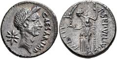 The James Knox Collection of Biblical related Coins Julius Caesar, 49-44 BC. Denarius (Silver, 17 mm, 3.95 g, 4 h), with P. Sepullius Macer, Rome, second half of February 44. CAESAR•[IMP] Laureate hea