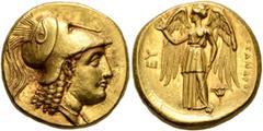 Greek KINGS OF MACEDON. Alexander III ‘the Great’, 336-323 BC. Stater (Gold, 18 mm, 8.61 g, 1 h), Memphis, struck under Ptolemy I Soter, as Satrap, circa 322/1. Head of Athena to right, wearing creste