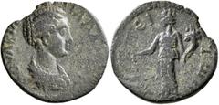 Roman Provincial LACONIA. Asopus. Plautilla, Augusta, 202-205. Assarion (Bronze, 22 mm, 3.54 g, 12 h). ΦOYΛBIA ΠΛA[YTΙΛΛA?] Draped bust of Plautilla to right. Rev. [ACⲰ]ΠЄΙΤⲰN Tyche standing left, wea