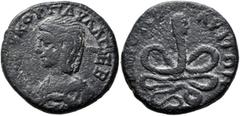 Roman Provincial PAPHLAGONIA. Ionopolis. Julia Paula, Augusta, 219-220. Diassarion (Bronze, 23 mm, 8.45 g, 7 h). ΙΟΥ ΚΟΡ ΠΑΥΛΑ CΕΒ Draped bust of Julia Paula to left, holding poppy flower in her right