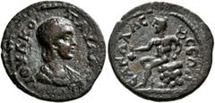 Roman Provincial PISIDIA. Sagalassus. Julia Paula, Augusta, 219-220. Assarion (Bronze, 21 mm, 4.29 g, 4 h). ΙΟΥΛ ΚΟΡ ΠΑΥΛΑ ϹЄΒ Draped bust of Julia Paula to right. Rev. ϹΑΓΑΛΑϹϹЄΩΝ Hermes seated left 