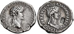 Roman Provincial CAPPADOCIA. Caesaraea-Eusebia. Nero, with Agrippina Junior, 54-68. Drachm (Silver, 18 mm, 3.68 g, 12 h). NERO CLAVD DIVI CLAVD F CAESAR AVG GERMANI Laureate head of Nero to right. Rev