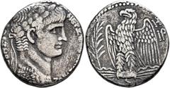 Roman Provincial SYRIA, Seleucis and Pieria. Antioch. Nero, 54-68. Tetradrachm (Silver, 27 mm, 13.40 g, 12 h), RY 8 and CE 110 = 61/2. NEPΩN[OΣ KAIΣAPOΣ ΣEBAΣTOY] Laureate head of Nero to right. Rev. 