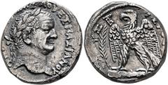 Roman Provincial SYRIA, Seleucis and Pieria. Antioch. Vespasian, 69-79. Tetradrachm (Silver, 25 mm, 11.60 g, 1 h), RY 2 = 69/70. [AYTOKPAT KAI]ΣA OYEΣΠIANOY Laureate head of Vespasian to right. Rev. [