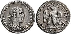 Roman Provincial SYRIA, Seleucis and Pieria. Antioch. Trajan Decius, 249-251. Tetradrachm (Billon, 26 mm, 11.61 g, 12 h). ΑΥΤ Κ Γ ΜЄ ΚΥ ΔЄΚΙΟC ΤΡΑΙΑΝΟC CЄΒ Laureate, draped and cuirassed bust of Traja