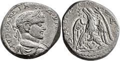 Roman Provincial SYRIA, Seleucis and Pieria. Gabala. Diadumenian, 218. Tetradrachm (Billon, 24 mm, 14.62 g, 11 h), May-june 218. AYT K AN ΔIA•••ΔYM[...] Laureate and draped bust of Diadumenian to righ