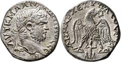 Roman Provincial PHOENICIA. Ace-Ptolemais. Caracalla, 198-217. Tetradrachm (Billon, 25 mm, 12.90 g, 12 h), 215-217. ΑΥΤ Κ Μ Α ΑΝΤΩΝΙΝΟC CЄΒ Laureate, draped and cuirassed bust of Caracalla to right, s