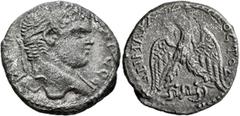 Roman Provincial JUDAEA. Caesaraea Maritima. Caracalla, 198-217. Tetradrachm (Billon, 24 mm, 10.42 g, 12 h), 215-217. [ΑΥΤ ΚΑΙ ΑΝΤⲰΝΙΝΟ]C CЄΒ Laureate head of Caracalla to right, with slight drapery o