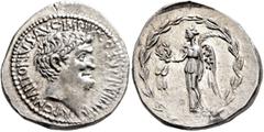 Roman Republican & Imperatorial Mark Antony, 44-30 BC. Denarius (Silver, 20 mm, 3.79 g, 12 h), D. Turillius, moneyer, military mint moving with Antony (Actium?), summer 31. M•ANTONIVS•AVG•IMP•IIII•COS