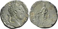 Roman Imperial Commodus, 177-192. Sestertius (Orichalcum, 29 mm, 19.78 g, 6 h), Rome, 184. M COMMODVS ANTON AVG PIVS BRIT Laureate head of Commodus to right. Rev. VOTA SVSCEP DE[C]EN [PM TR P VIII IMP