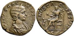 Roman Imperial Julia Soaemias, Augusta, 218-222. Sestertius (Orichalcum, 28 mm, 23.46 g, 2 h), Rome, 221-222. IVLIA SOAEMIAS [AVG] Diademed and draped bust of Julia Soaemias to right. Rev. VENVS CAELE