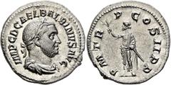 Roman Imperial Balbinus, 238. Denarius (Silver, 20 mm, 2.95 g, 1 h), Rome, circa April-June 238. IMP C D CAEL BALBINVS AVG Laureate, draped and cuirassed bust of Balbinus to right. Rev. P M TR P COS I
