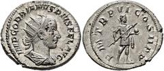 Roman Imperial Gordian III, 238-244. Antoninianus (Silver, 23 mm, 4.52 g, 12 h), Rome, 243. IMP GORDIANVS PIVS FEL AVG Radiate, draped and cuirassed bust of Gordian III to right, seen from behind. Rev