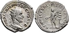 Roman Imperial Trajan Decius, 249-251. Antoninianus (Silver, 23 mm, 3.69 g, 6 h), Rome, 249. IMP TRAIANVS DECIVS AVG Radiate, draped and cuirassed bust of Trajan Decius to right, seen from behind. Rev