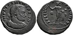 The Ramskold Collection, Part III Licinius I, 308-324. Follis (Bronze, 20 mm, 4.02 g, 12 h), Rome, 313. IMP LICINIVS P F AVG Laureate and cuirassed bust of Licinius I to right. Rev. SOLI INV-I-CTO COM