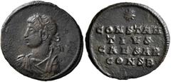 The Ramskold Collection, Part III Constantius II, as Caesar, 324-337. Follis (Bronze, 19 mm, 2.01 g, 6 h), Constantinopolis, March 326. Laureate, draped and cuirassed bust of Constantius II to left. R